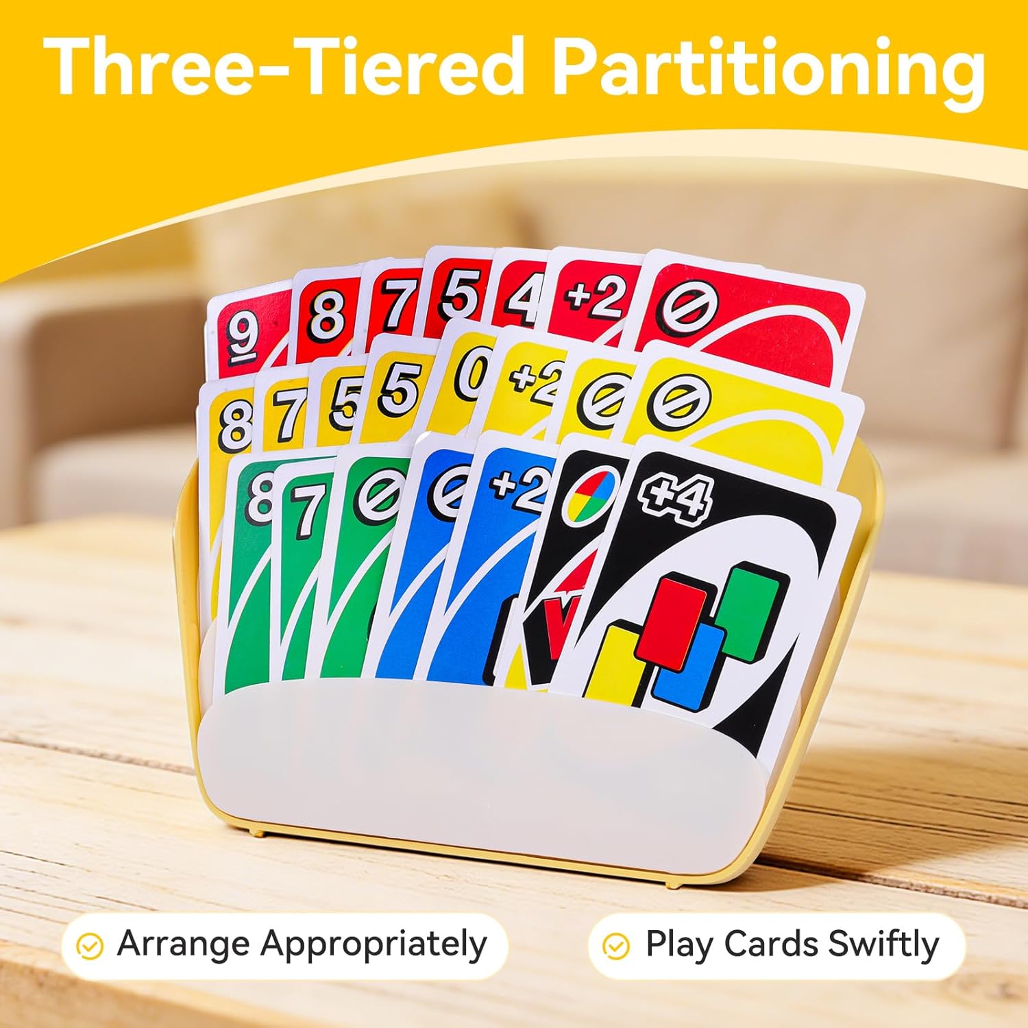 4pcs-Card Holder For Playing Cards, Large And Portable Playing Card Holder, Can Hold 40 Playing Cards In 3 Layers,Suitable For Family Gatherings, Elderly People, Etc.(2pcs Yellow And 2pcs Red) - Image 4