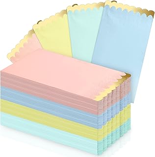 Estune 100 Pack Pastel Napkins with Gold Foil Scalloped Edge 4 x 8 Inch ...