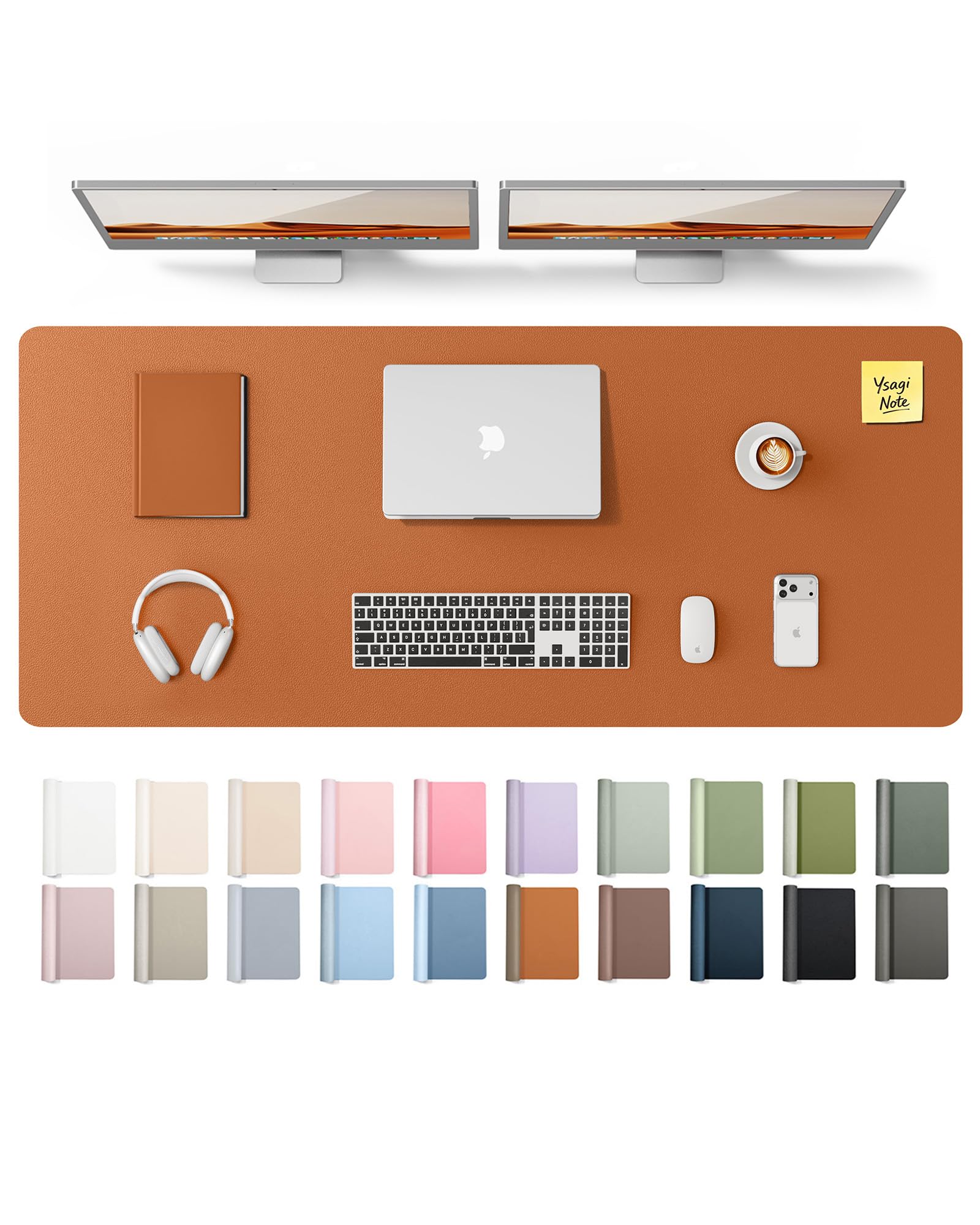 YSAGi Leather Desk Pad Protector, Office Desk Mat, Large Mouse Pad, Non-Slip PU Leather Desk Blotter, Laptop Desk Pad, Waterproof Desk Writing Pad for Office and Home (Brown,55" x 17.2") Brown 55" x 17.2"