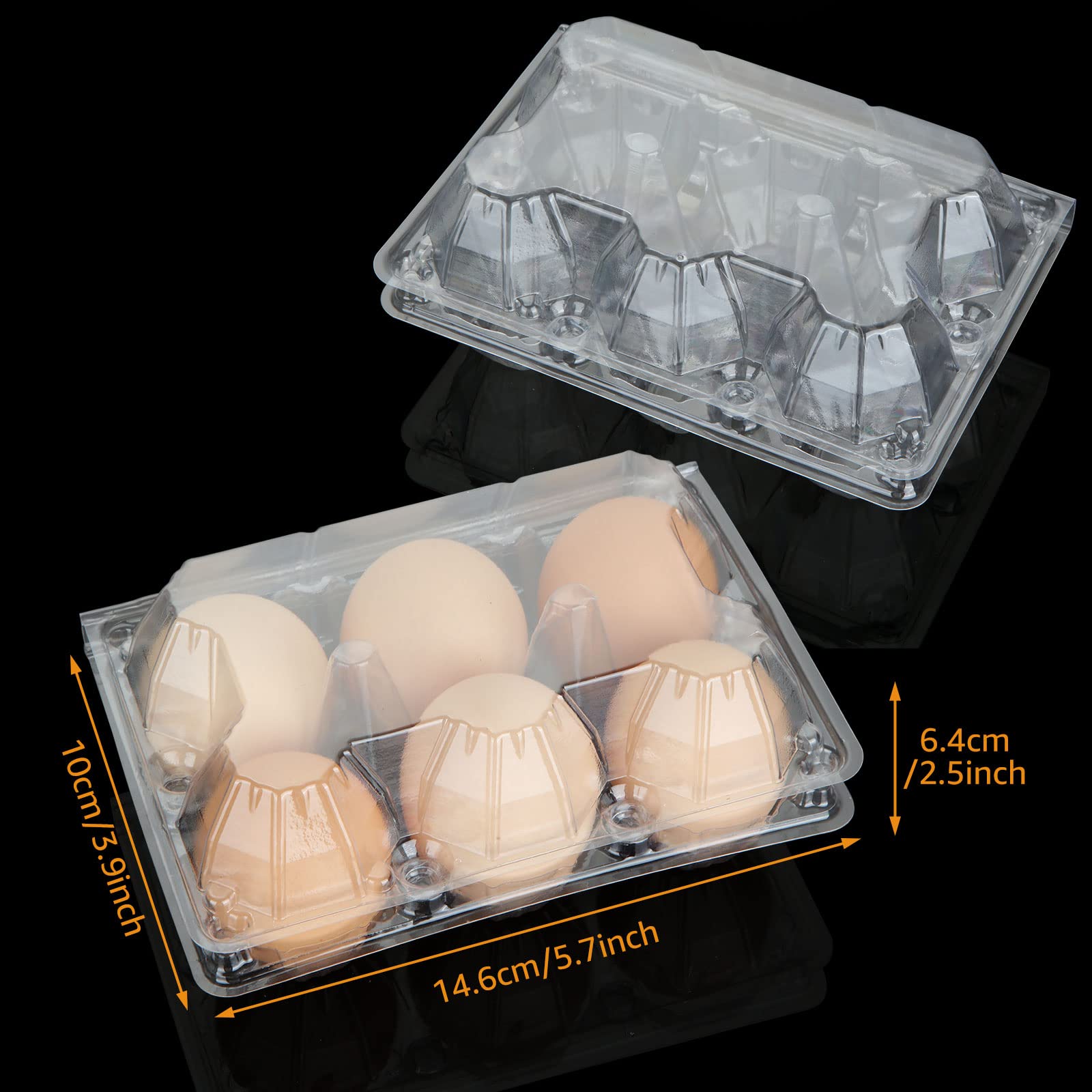 100 cartones de huevos a granel, cada uno tiene capacidad para media docena de huevos (6 huevos), bandeja de huevos de gallina, bandeja de huevos para mercado familiar de pastos y granjas 2