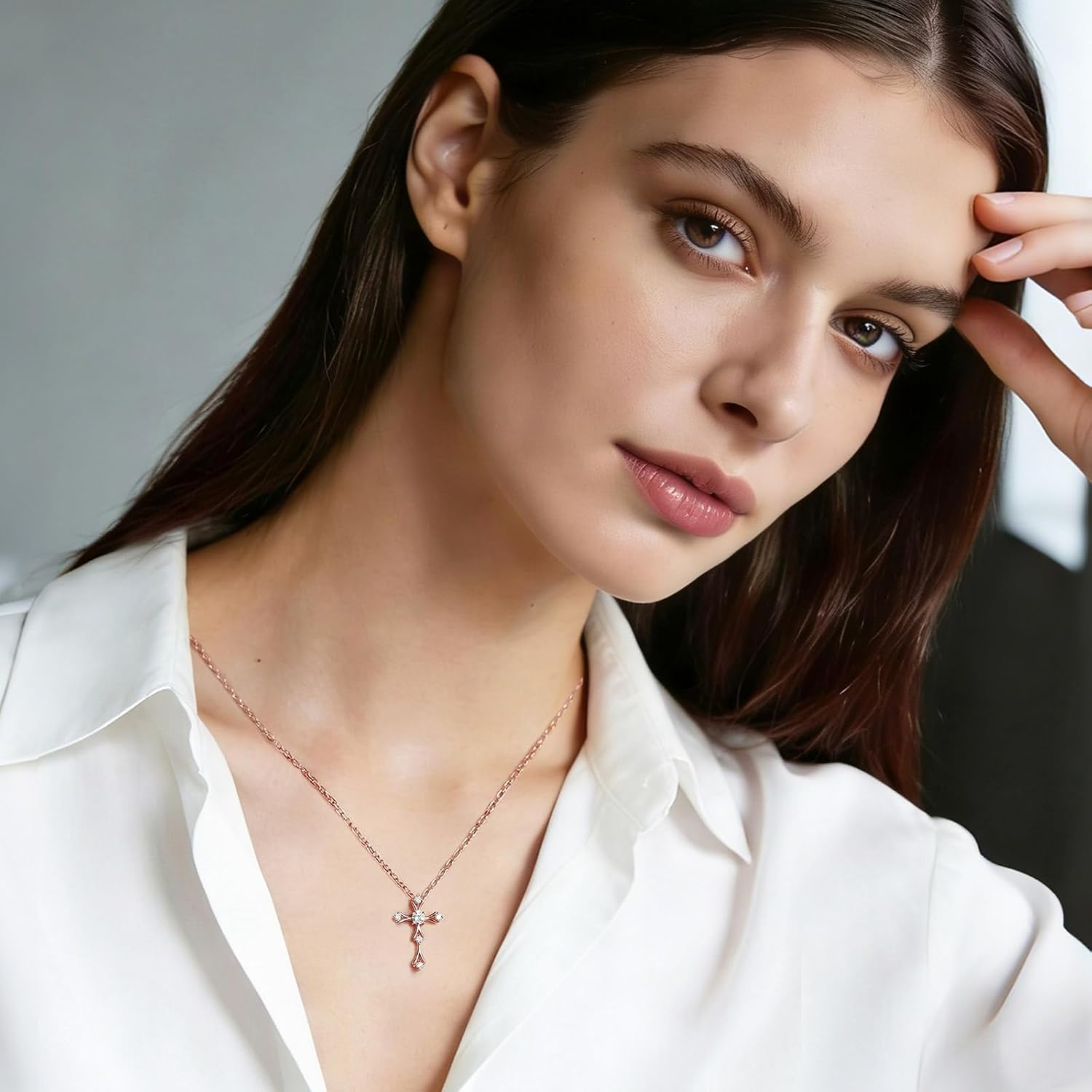 URTHEONE Moissanite Cross Necklace for Women, 925 Sterling Silver 14KGold Plated Necklaces with Sparkling Moissanite Pendant, Faith Women's Jewelry, Trendy Gift for Women Mom Friend