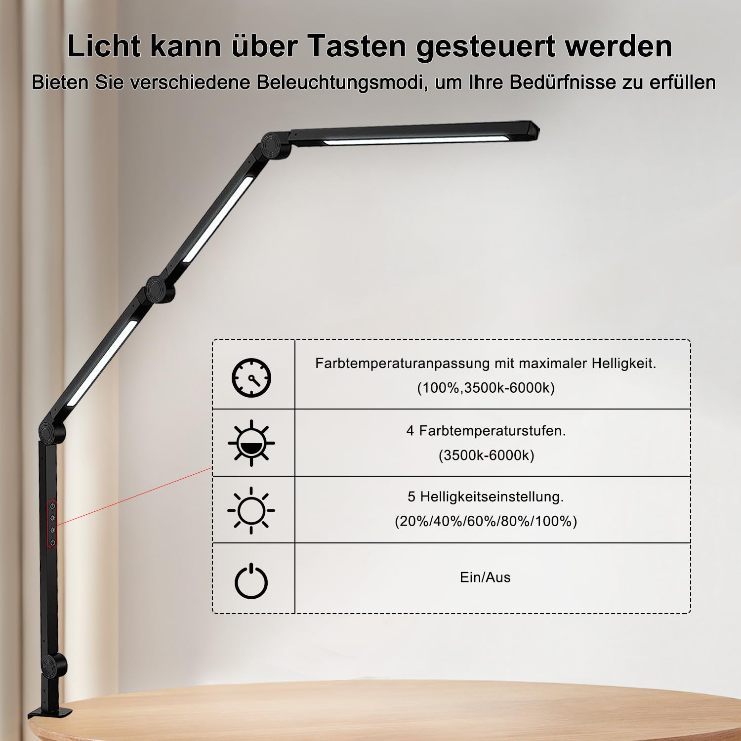 LQWELL LED Leselampe Leselampe Bett, Clip-On,3 Helligkeitsstufen