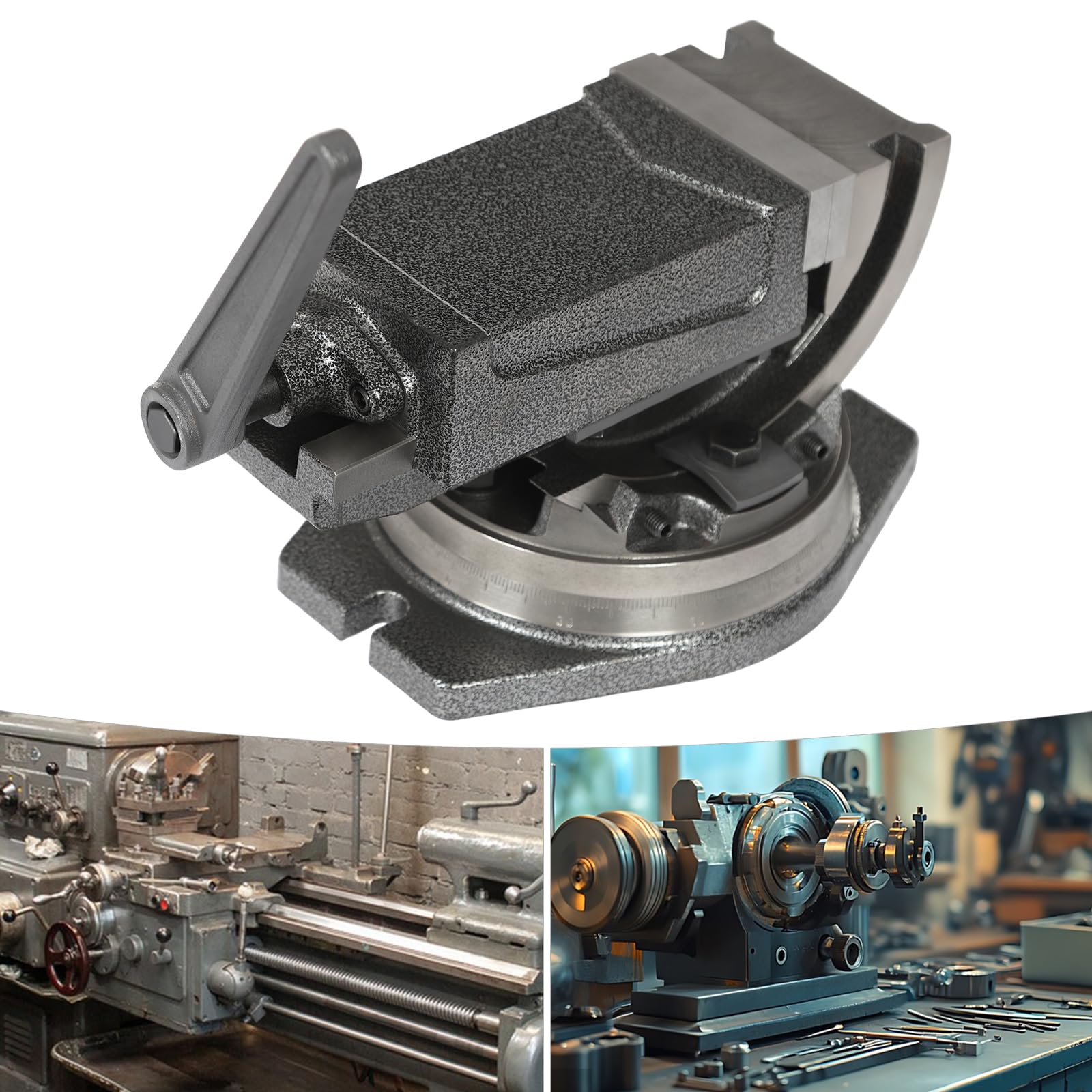 Schraubstock 2-Achsen Kippbar Drehbar Maschinenschraubstock 100mm,0-90°-Standardskala, 360° drehbare Chassis ermöglicht für Schleifmaschinen, Fräsmaschinen, Haus, Werkstatt, Fabrik