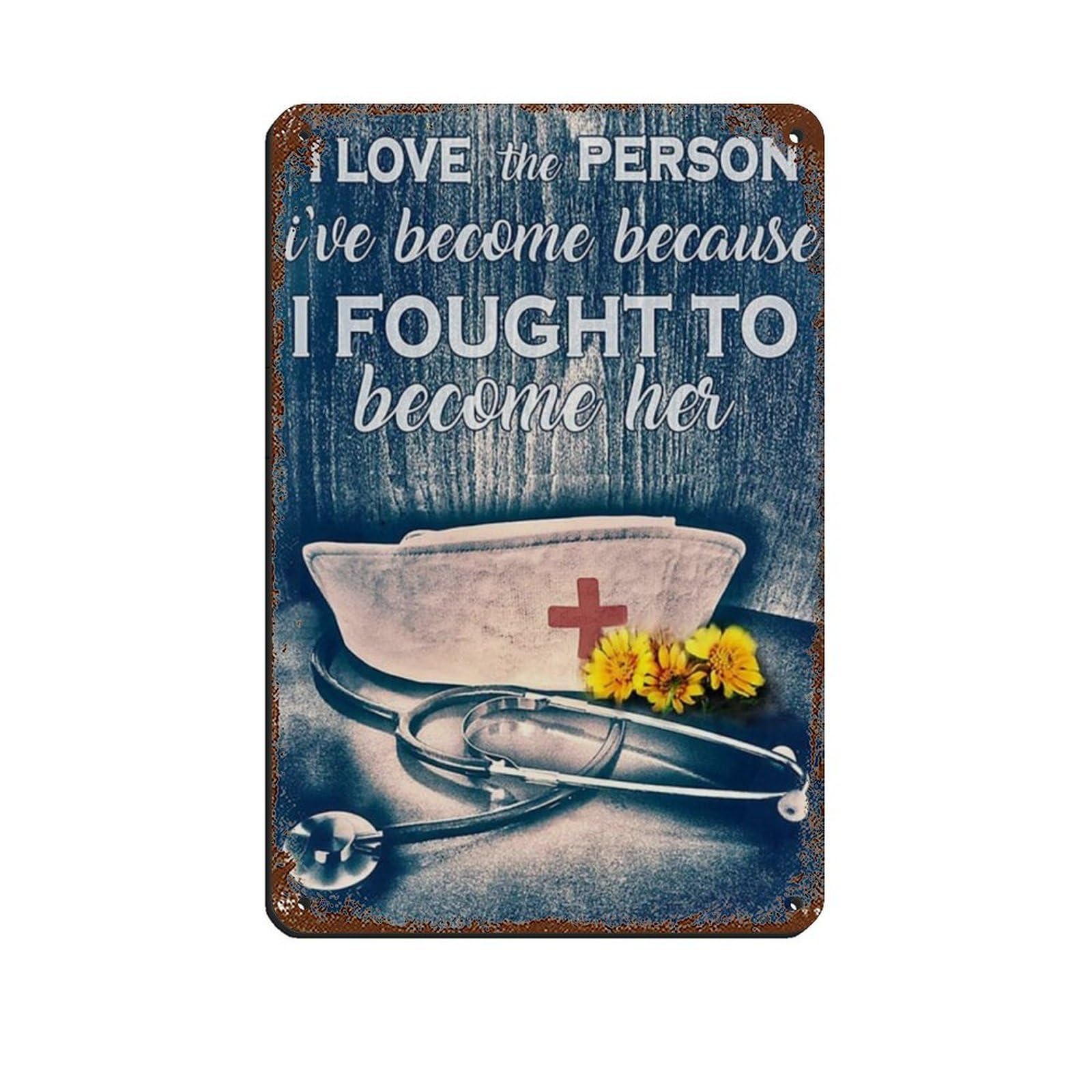 Nurse Poster, Proud Nurse Tin Sign Vintage Metal Pub Club Cafe Bar Home Wall Art Decoration Poster Retro 8x12inch(20x30cm)