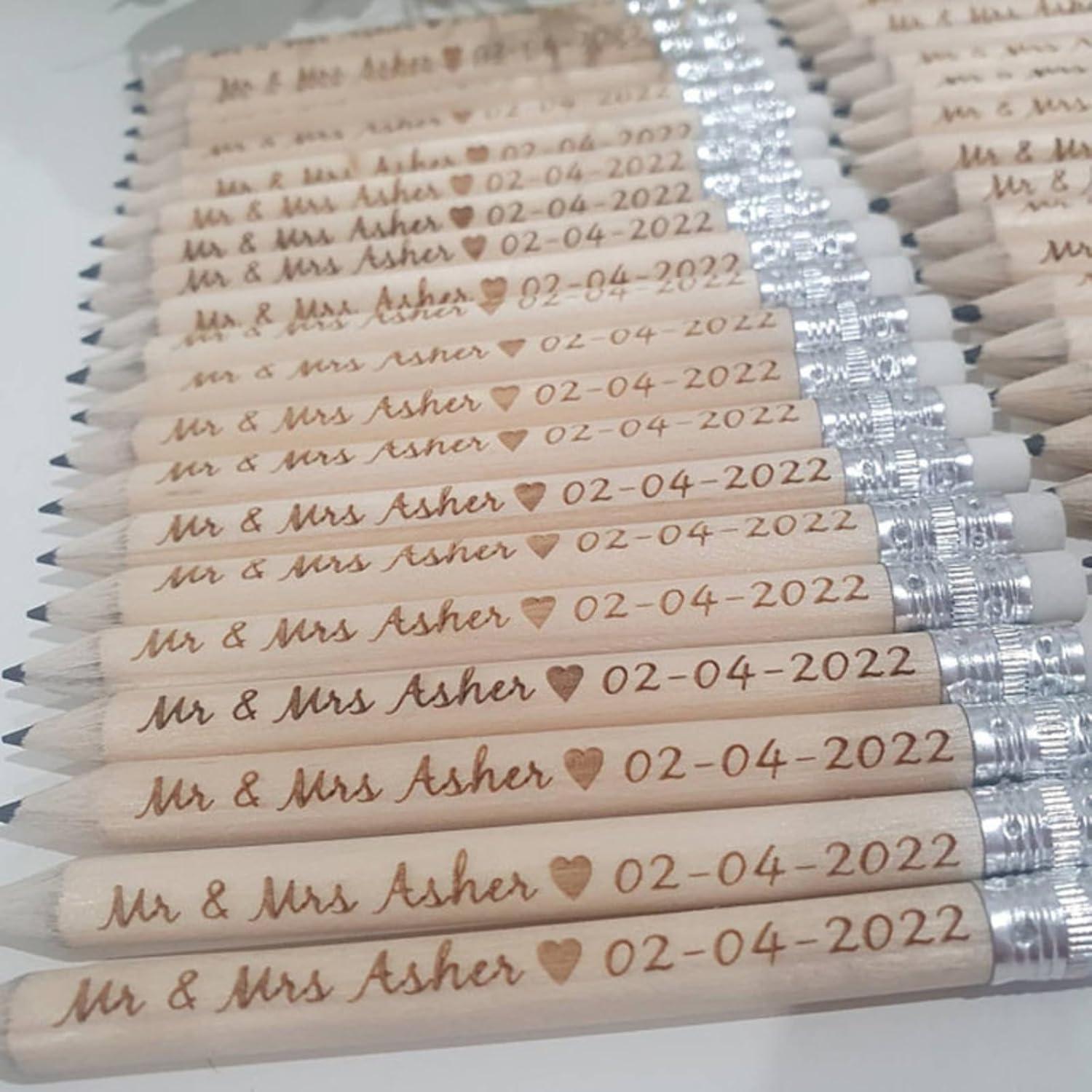 Personalized Name Pencils,Bridal Shower Pencils for Games, mini Pencils with Eraser, Personalized Golf Pencils, Half Pencils with Eraser, Wedding Favors for Guests Bulk (100 PCS)