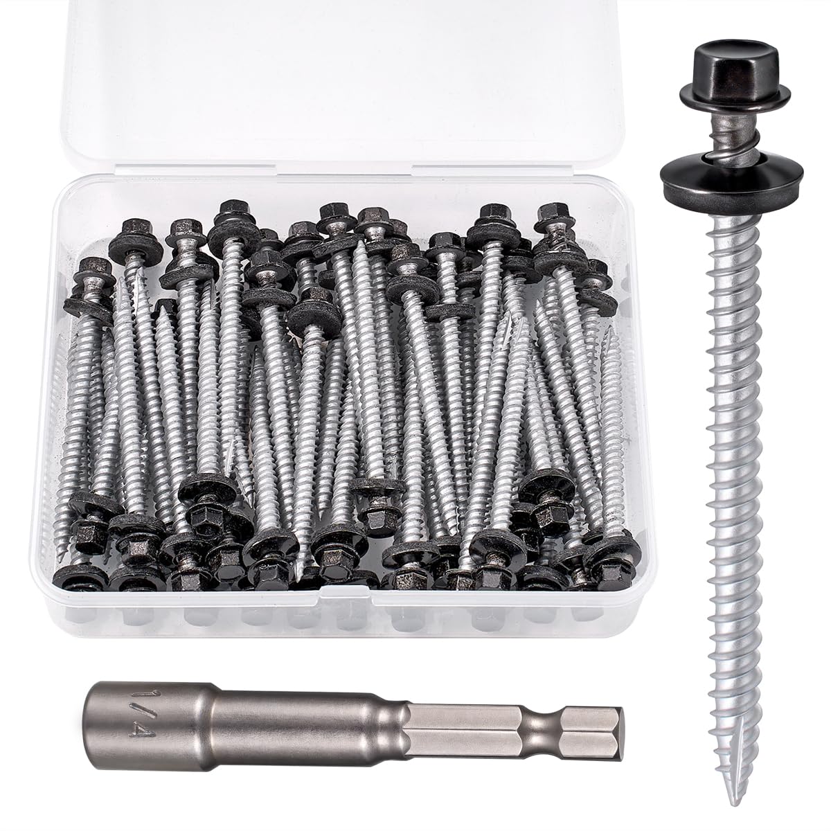 150 Black Roofing Screws - Metal Roof Repair -14