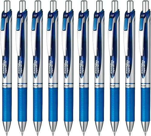 Pentel BL80-C 1.0 Bolígrafo de gel azul tinta EnerGel 10 bolígrafos