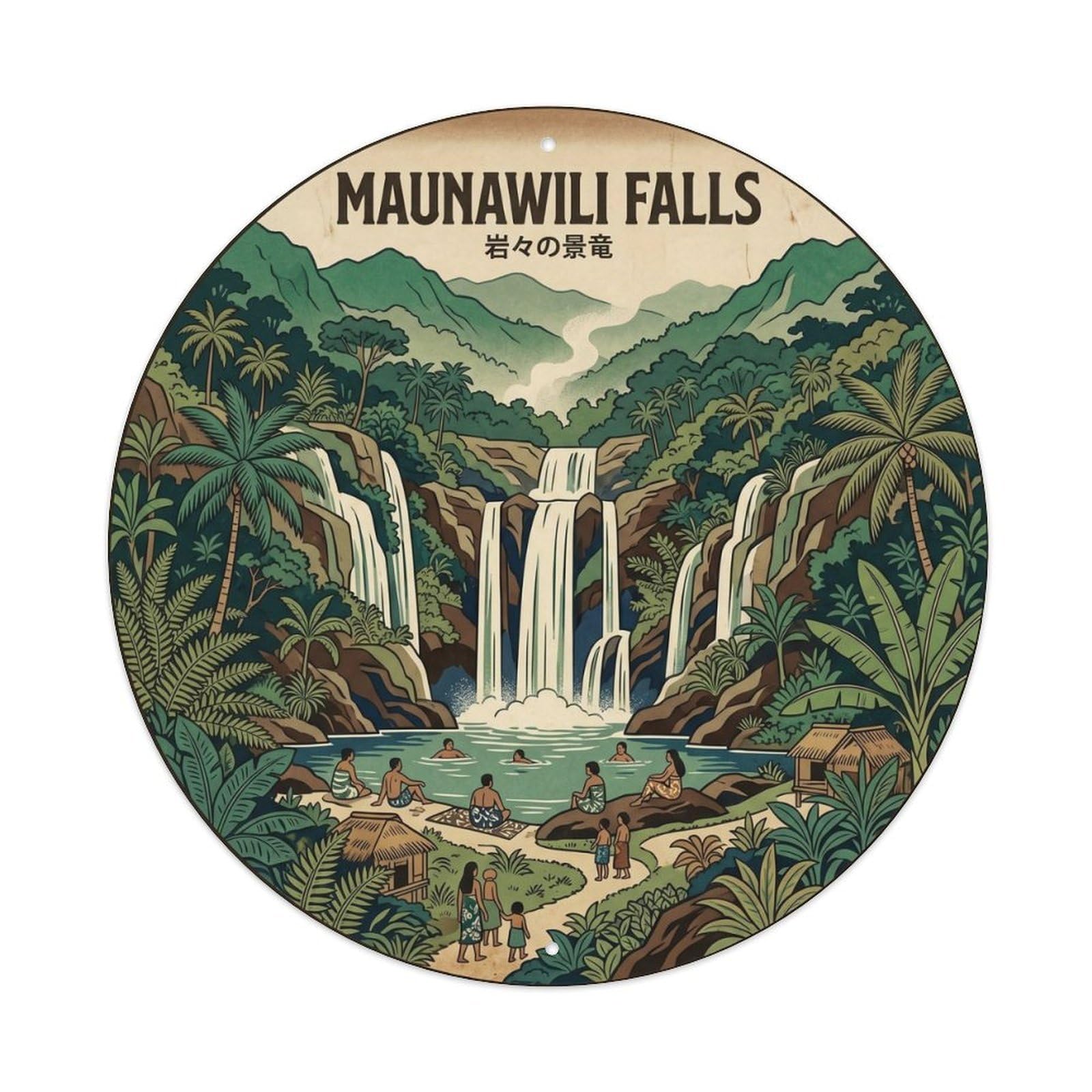 Maunawili Falls Hawaii Island Nature Scenic Trail Metal Tin Sign