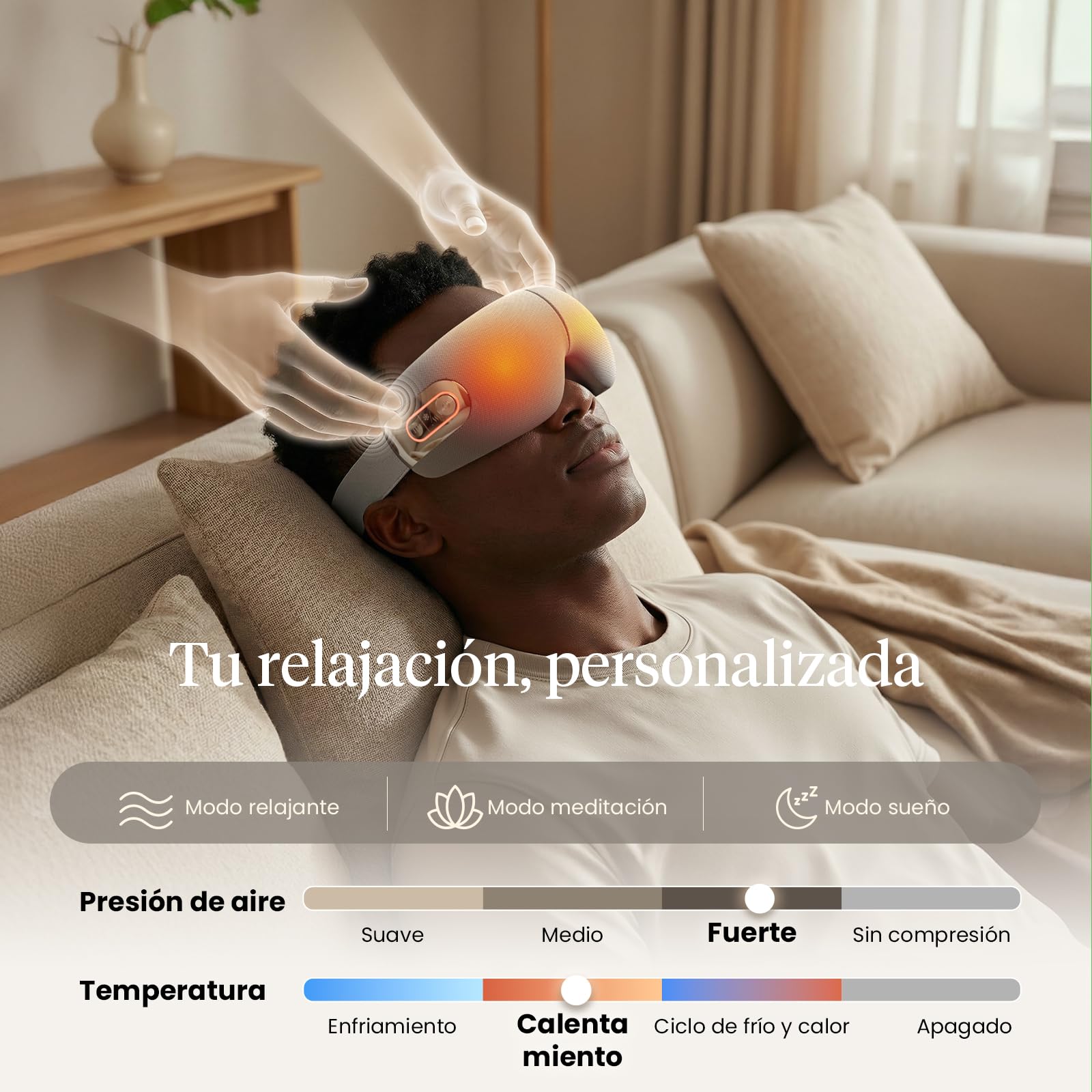 BOB AND BRAD EYEFLOW Masajeador de Ojos con Calor y Frío, Máscara Ocular de Compresión Fría de Semiconductores para el Alivio de la Migraña, Ojos Secos y Ojeras, Regalo para Mujeres y Hombres