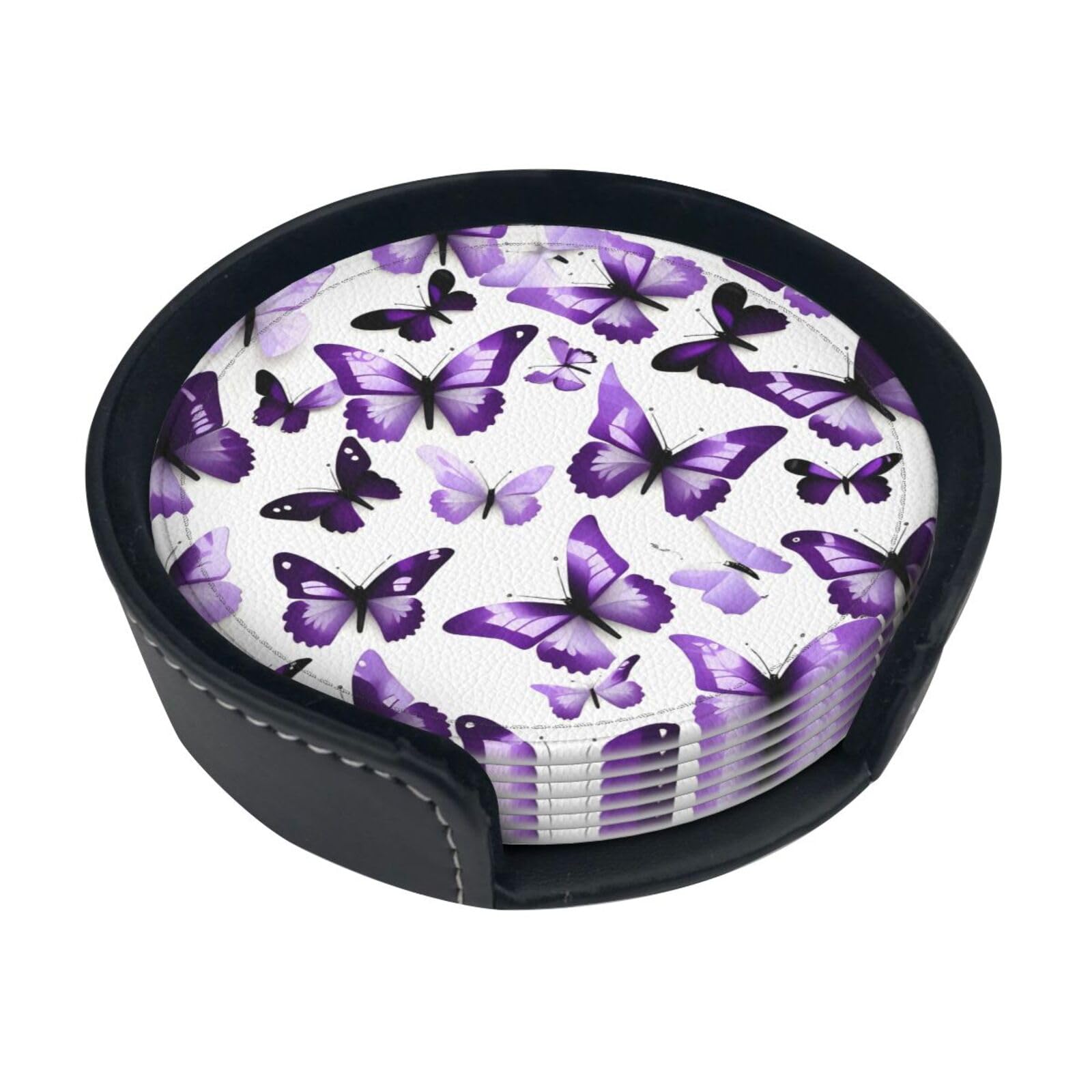 Dessous de verre en polyuréthane papillons blancs et violets décoration d'intérieur salon