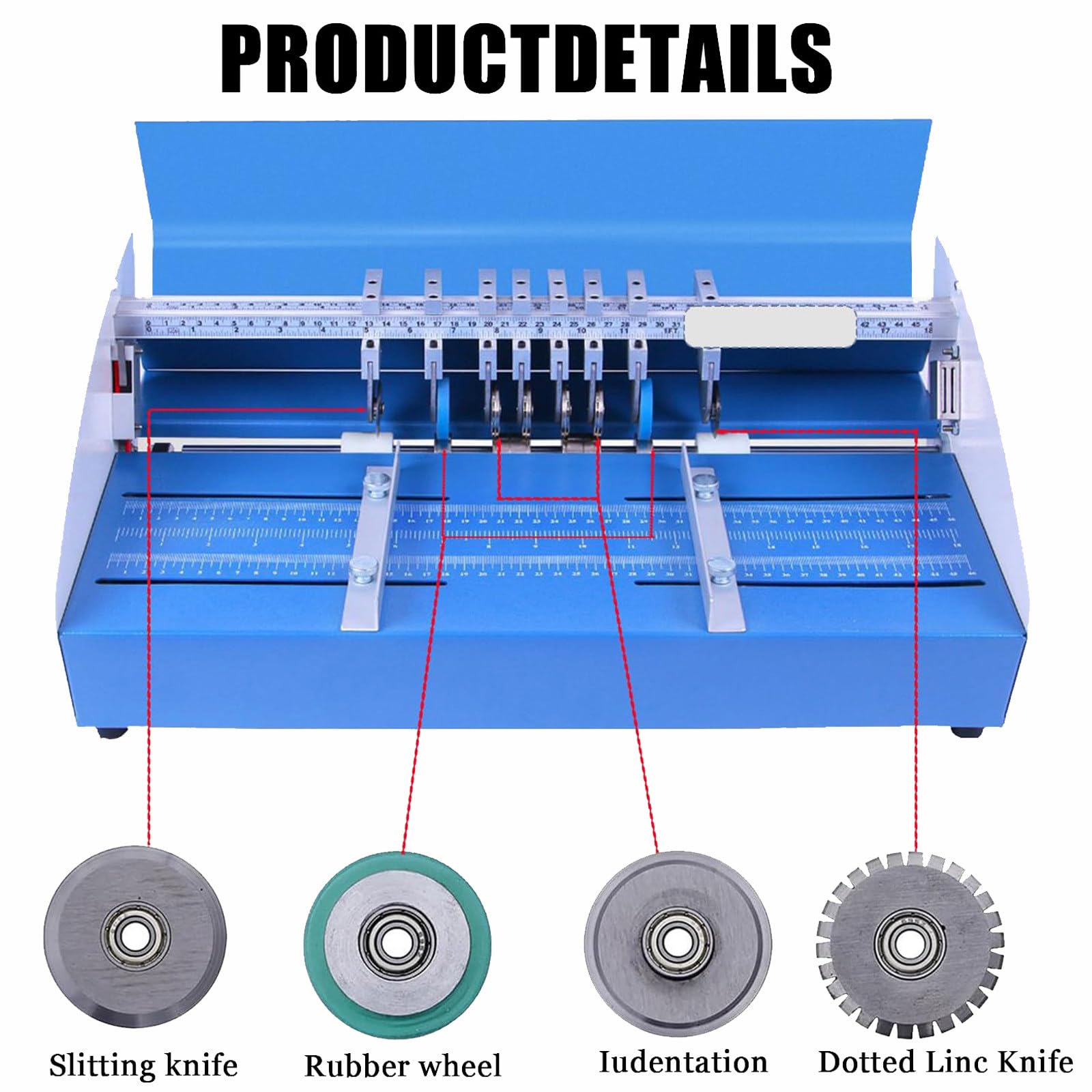 Máquina perforadora de papel, máquina plegable 3 en 1, máquina eléctrica de puntuación de pliegues, metal resistente, perforación/pliegue/corte de 1 mm de ancho, para fotos, menús y cubiertas de
