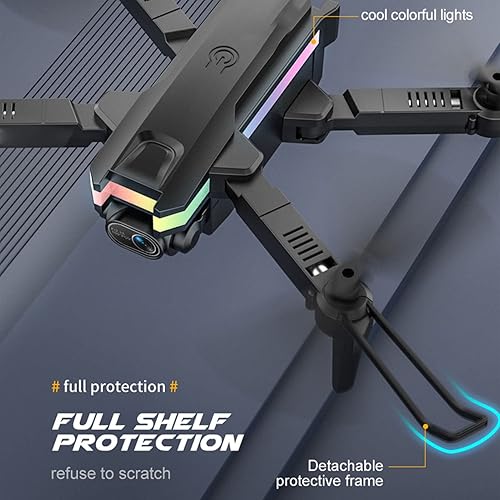 Miniatura 4 de XT8 Mini drone, fotografía aérea RC FPV Drones 4K cámara dual Quadcopter luces LED multicolor Juguetes avión Drone WiFi con batería de 3.7 V 600 mAh