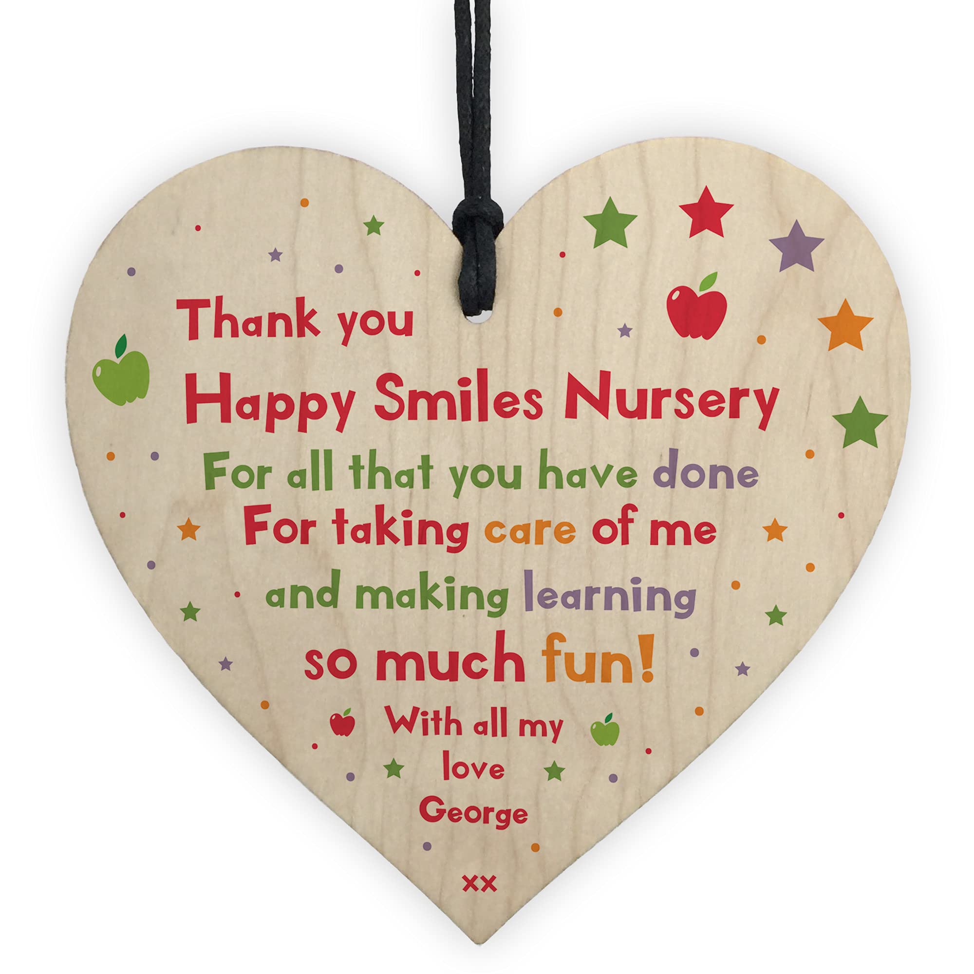 Nursery Gifts Thank You Teacher Gifts Assistant Wood Heart Leaving Nursery Gift