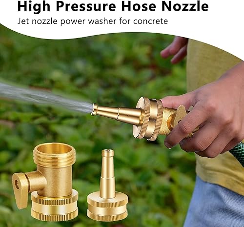 Miniatura 2 de Boquilla de manguera de alta presión con boquilla de chorro  Boquilla rociadora de manguera de agua con válvula de cierre de manguera de jardín,