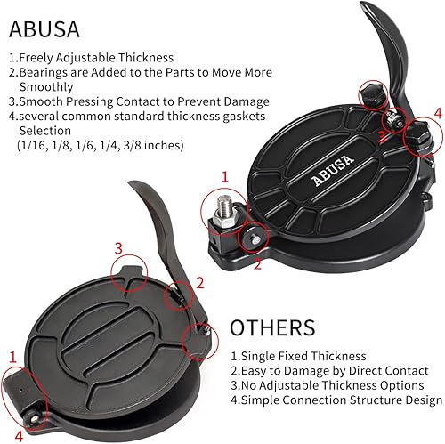 Miniatura 13 de Prensa de tortilla ajustable de grosor de 8 pulgadas, color bronce, Roti, prensa de masa, Dosa, Tawa, tamal, pizza, pastel, patty