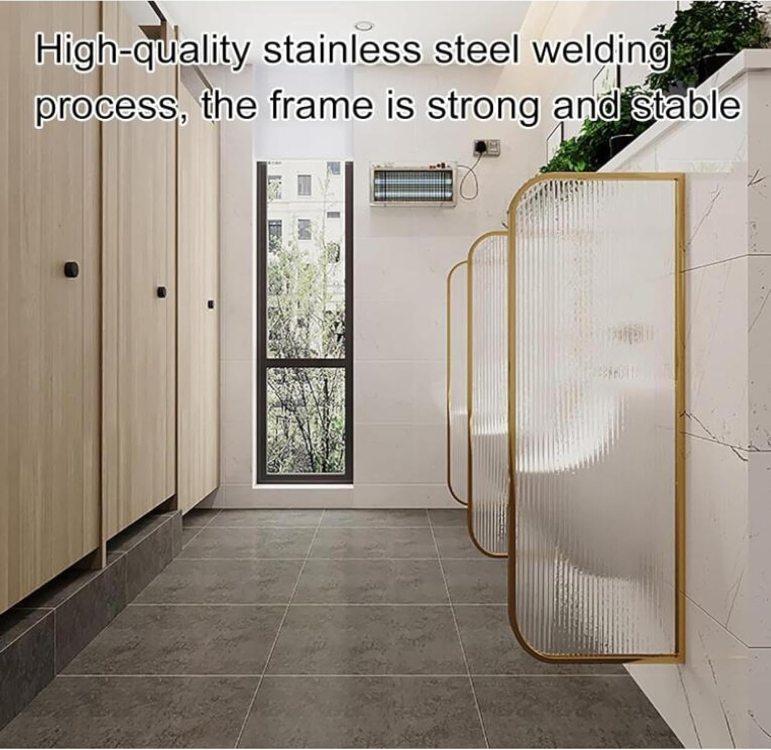 Wall-Mounted Urinal Partition Divider,Stainless Steel Glass Waterproof Urinal Baffle,Urinal Screen Toilet Screen Water Partition,for Shopping Malls Hotel/Public Restroom
