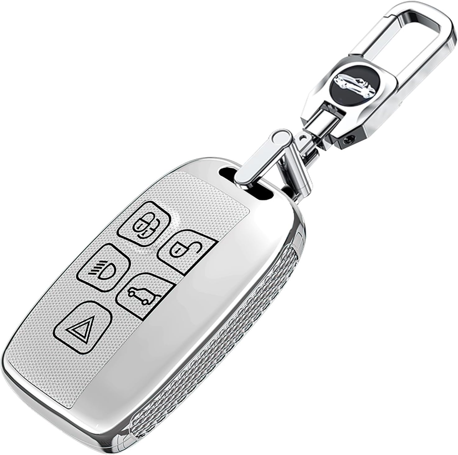 ontto Key Fob Case Compatible with Land Rover Car Accessories,Brilliance Car Key Shell Fit for Range Rover sport Evoque Velar Key Remote,Stylish Key Skin Fit for Jaguar XJ XF XE XEL XFL Silver