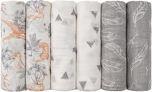 Miniatura 14 de GLLQUEN BABY Manta de Recepción para Bebé, Manta de Muselina de Algodón para Niño y Niña, Mantas para Envolver Recién Nacidos Cuadrados,