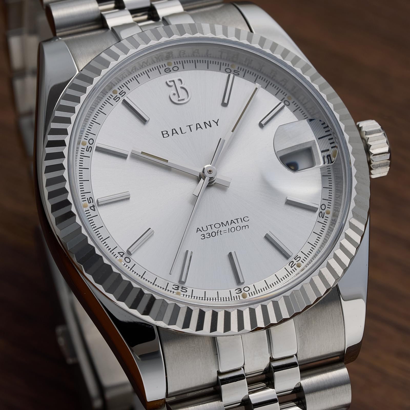 Baltany S4084 Herren-Armbanduhr mit NH35-Uhrwerk, Retro, 36 mm, automatische Armbanduhr mit geriffelter Lünette