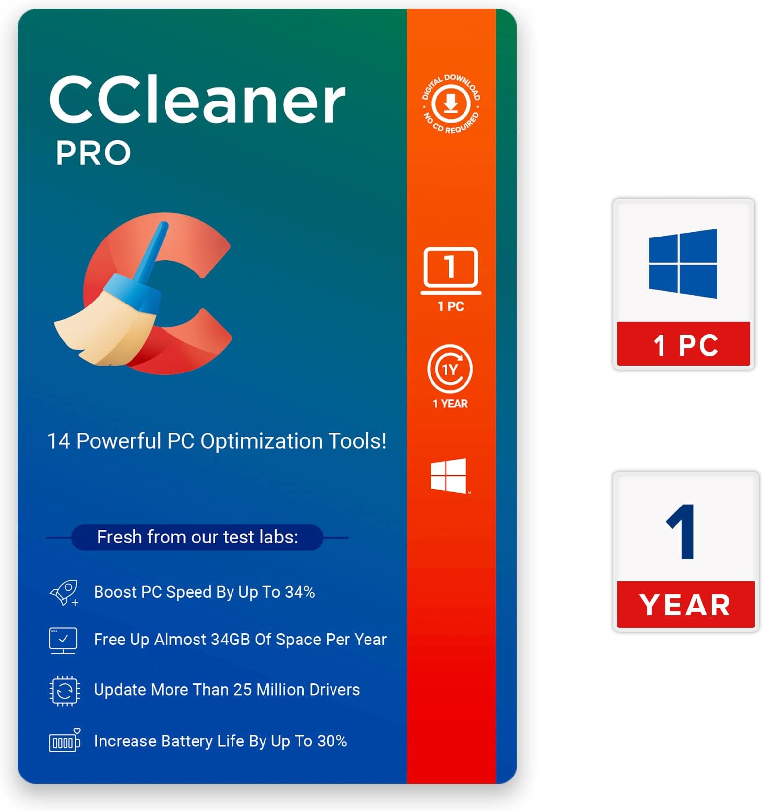 CCleaner Professional for Windows | 1 Device 1 Year | Boost your PC's performance | Email Delivery in 2 hours.