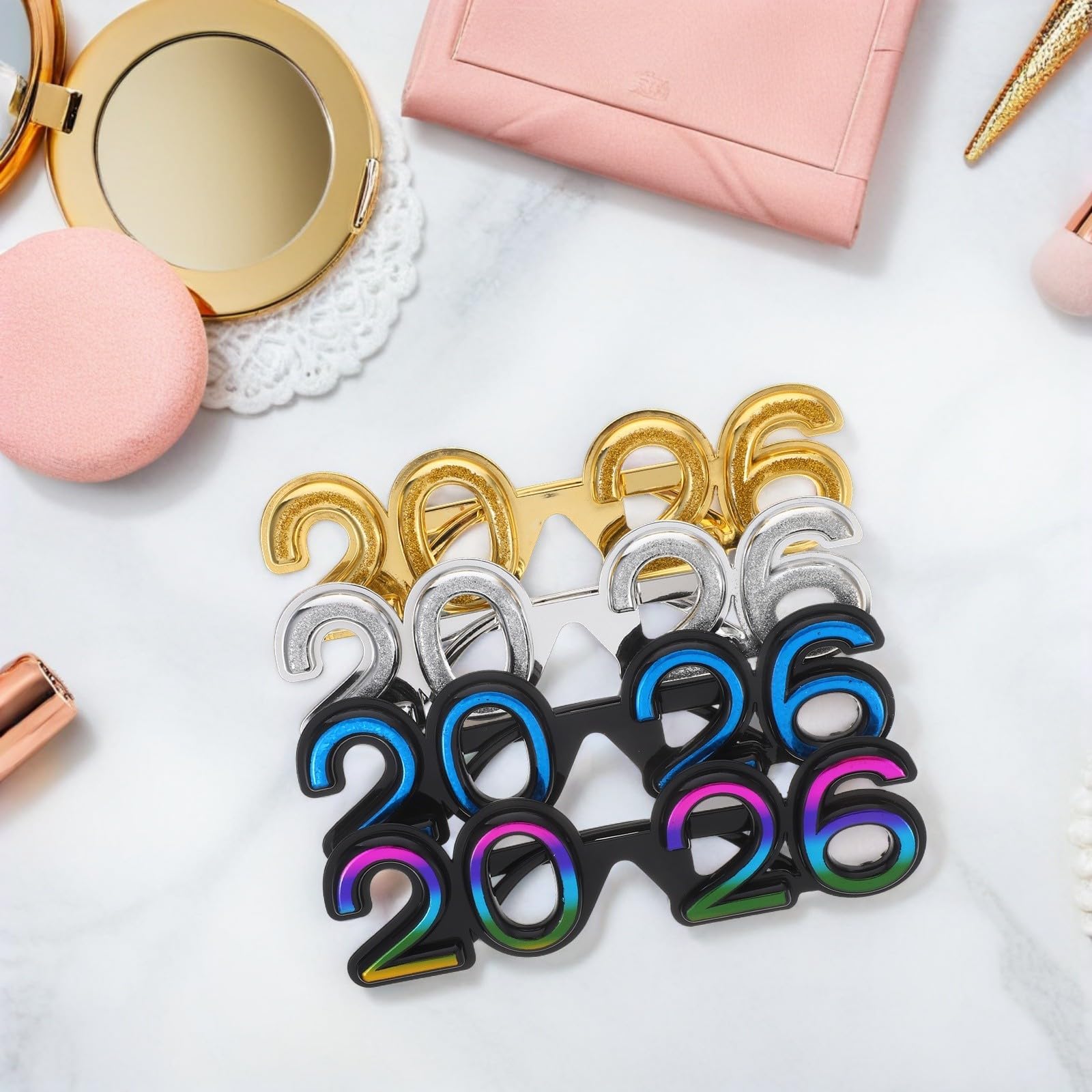 TOYANDONA 20 Stück Lustige Zahlenbrille 2026 aus PC für Silvester und | Farbtreu, Formstabil und Biegefest, Einzigartiges Retro Design, für Weihnachtsfeiern und Neujahrsanlässe