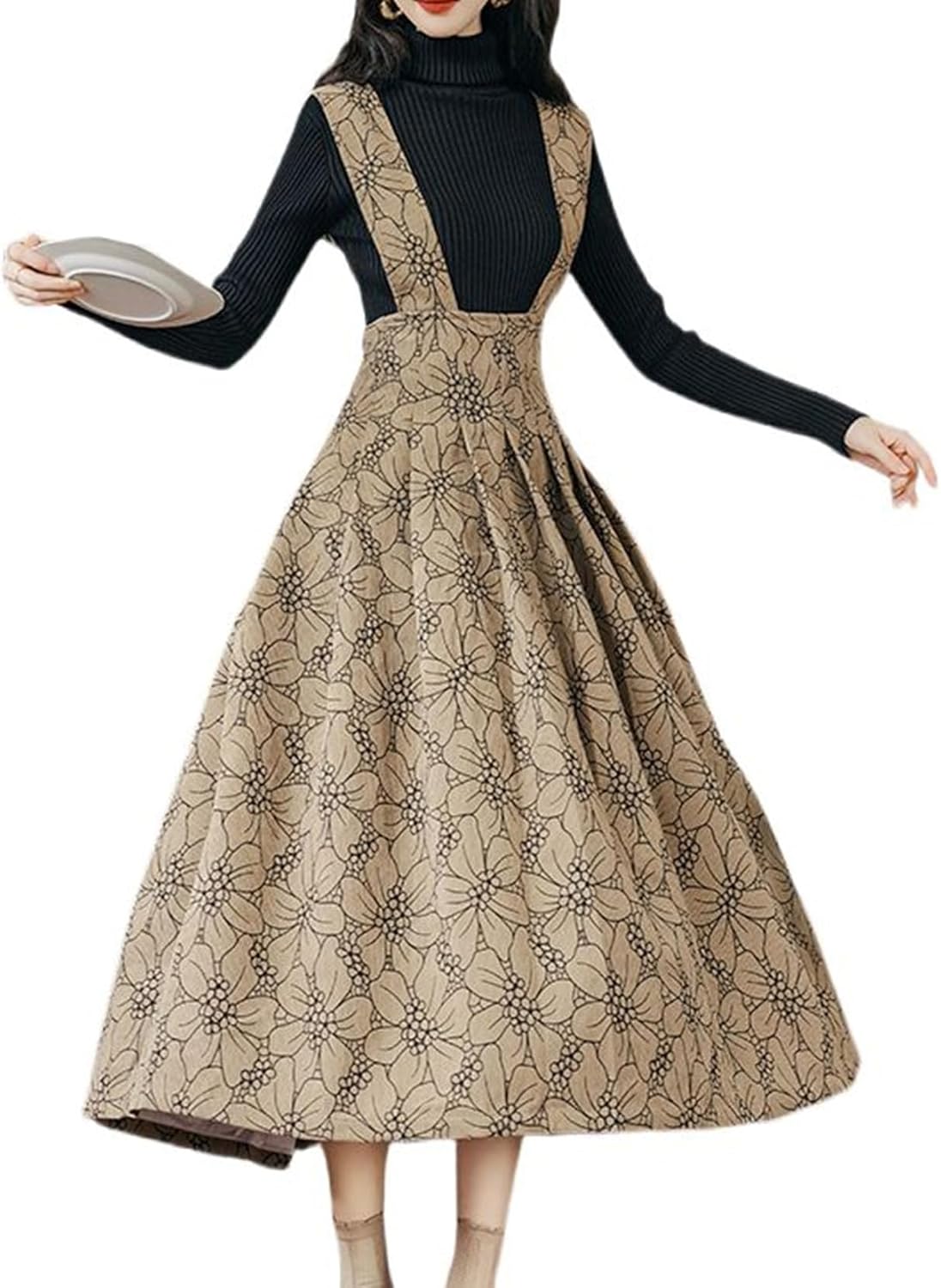 アポリーナ ワンピース 刺繍 長袖 子供服3-5Yキャメル系 Caramel