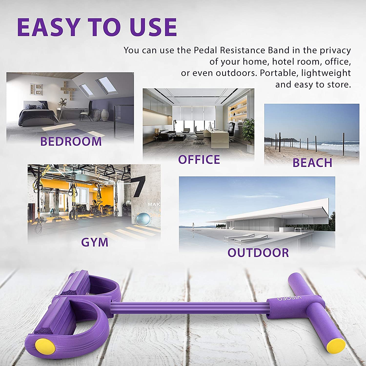 Bandes De Résistance Fitness | 4 Tubes Avec Pédale De Traction Pour Chevilles Et Bandes D'Étirement - Corde Avec Poignées Intégrées Pour Abdominaux, Débutantes Et Musculation Des Bras & Jambes