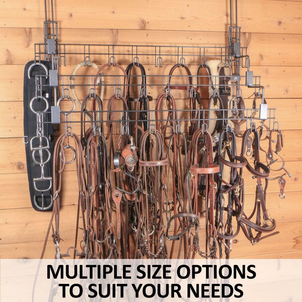 EASY-UP Schneiders Pro Portable Tiered Bridle and Tack Racks | Multi-Tier Horse Tack Storage for Barn and Shows | Durable Rust-Resistant Steel with Flexible Mounting