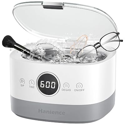 Ultrasonic Cleaner, 750ml Jewelry Cleaner Machine with Touch Control and Degas Mode, 46kHz Sonic Cleaner for Jewelry, Ring, Silver, Dentures, Eyeglasses and Watches, Needed Water only