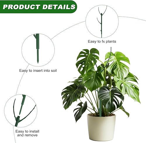 Miniatura 2 de Paquete de 5 postes ajustables para plantas  Poste de soporte apilable para interiores y exteriores con abrazaderas, adecuado para apoyar Monstera y