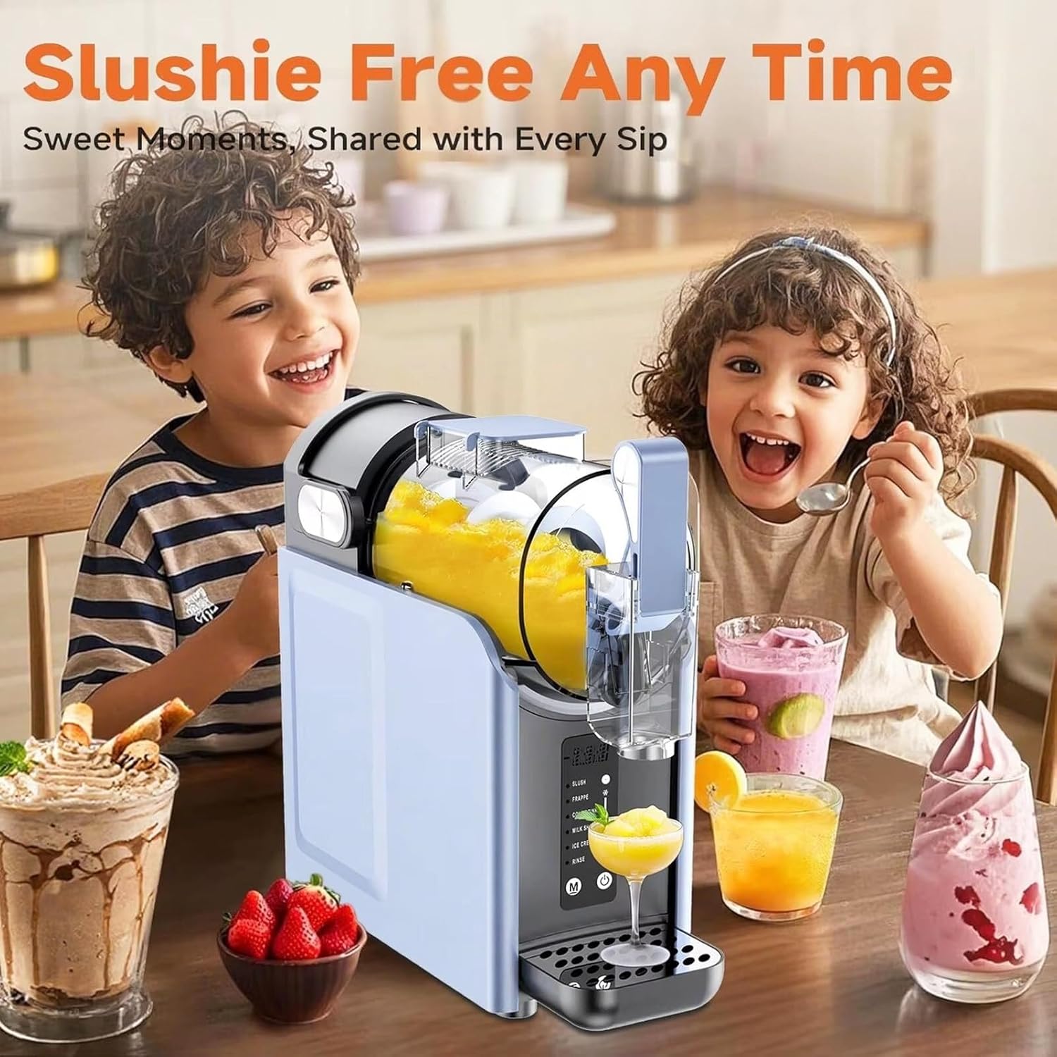 2L Professional Slush Machine, No Ice Needed, Self-Cleaning, 5 Preset Programs, Quickfreeze-Technology, Fro-Zen Drink Maker for Slush, Margaritas, Frappe, Milkshake