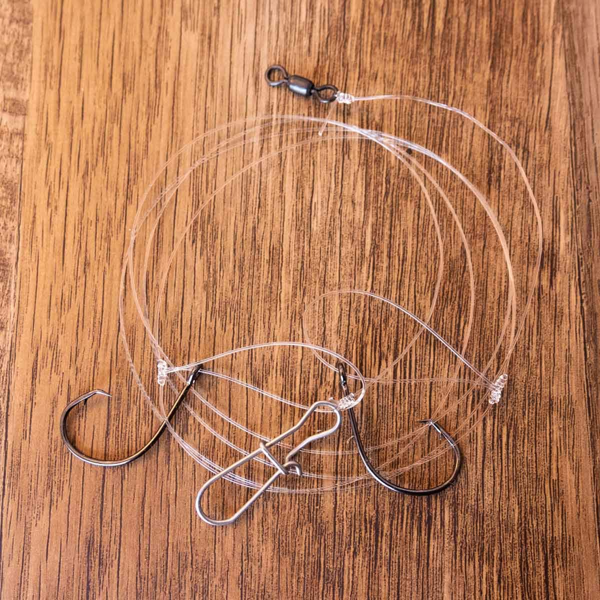 Rite Angler Chicken Rig 3-Pack Bottom Fishing Rigs, 3ft Mono with Glow Sleeves, Fluorocarbon Leader Line Wire for Saltwater Halibut, Grouper, Redfish, Deep Sea Fishing Gear (3/0)