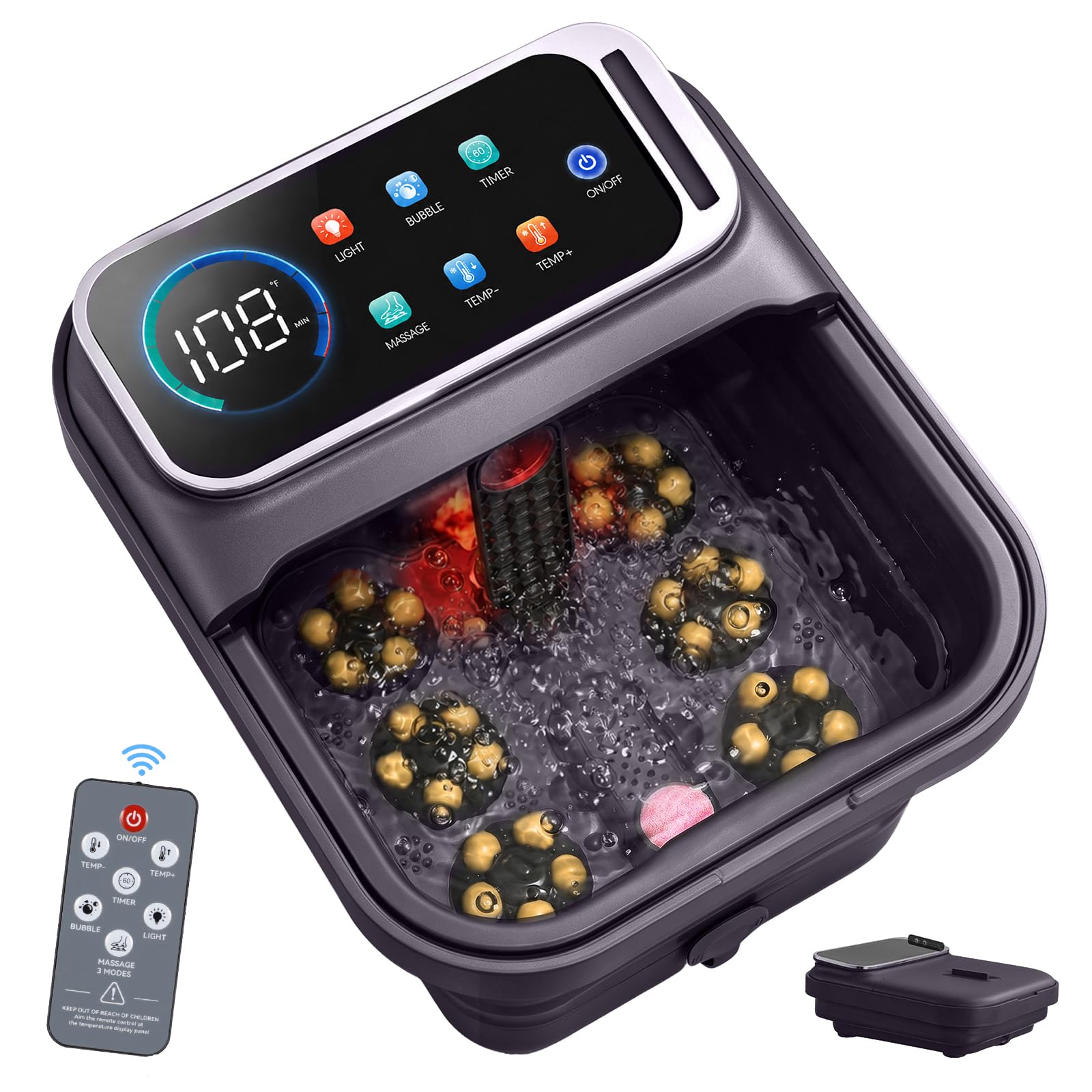 View 1 of [MISSING REMOTE] AAOBOSI Collapsible Foot Spa with Heat and Massage