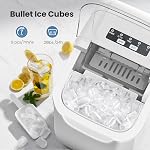 Crzoe Ice Makers Countertop with Handle, 2 Sizes of Ice, 8 Bullet Ice Cubes in 6 Mins, 26Lbs/24H, Portable Ice Maker with Self-Cleaning, Ice Machine for Home&Kitchen&Office&Party(White)