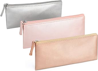 SumDirect PU Leather Cosmetic Pencil Bags - Small Soft Makeup Pouch with Zipper, Pencil Pouch Case Simple tic Organizer