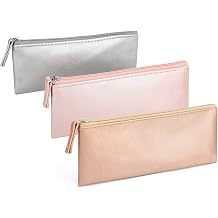 SumDirect PU Leather Cosmetic Pencil Bags - Small Soft Makeup Pouch with Zipper, Pencil Pouch Case Simple tic Organizer