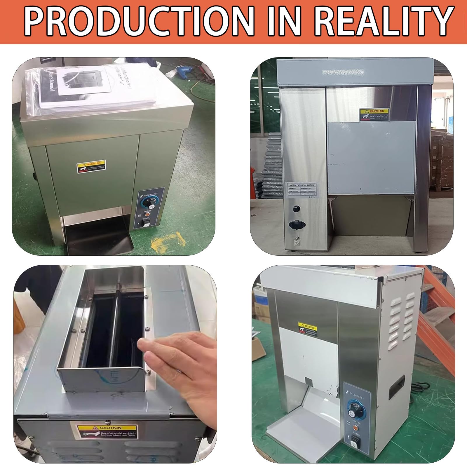 Tostador de Pan Vertical Temperatura Ajustable 50-300°C, Máquina Hacer Hamburguesas 2000W Power, Plancha Profesional Acero Inoxidable 304