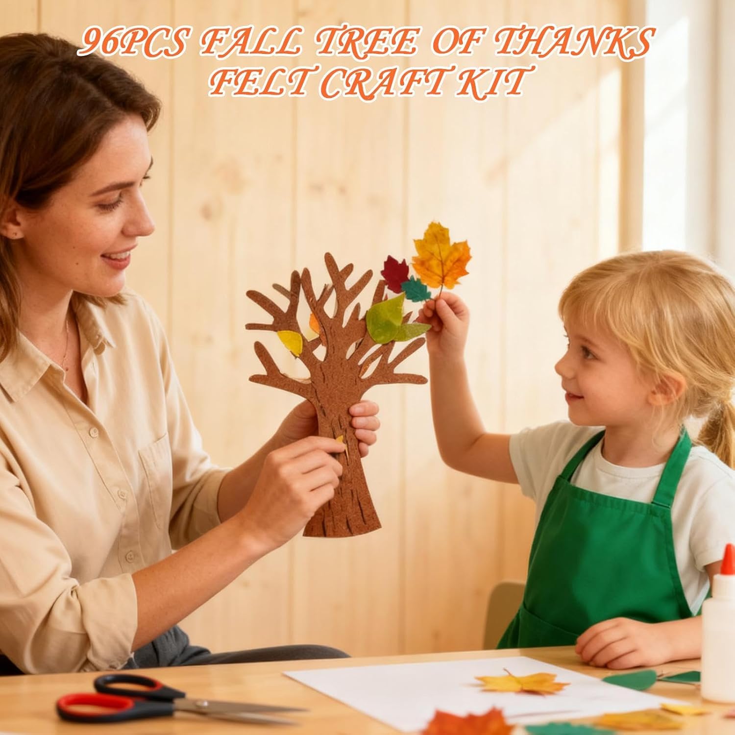 Felt Tree Leaves, 96 Pieces Maple Decor, Fall Craft Kit with Soft Felt Material, Thanksgiving Party Accessory, Seasonal Decoration with Colorful Design, Home Decor for Kids Adults