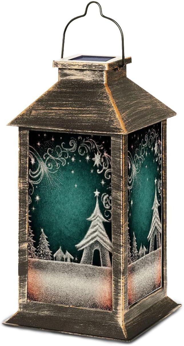 Solar Lantern Scene Outdoor Garden Hanging Lantern Waterproof Solar Powered Lighting Outside Table Lamp for Deck Yard Camping Patio Decor