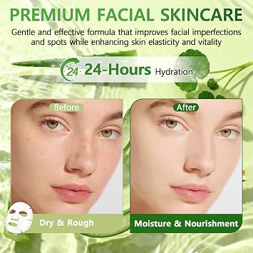 12 Pack Aloe Vera Sheet Face Masks, Hydrating Skincare Set for Dry & Sensitive Skin, Moisturizing & Soothing Facial Sheet Masks, Skin Care Gift Set for Women