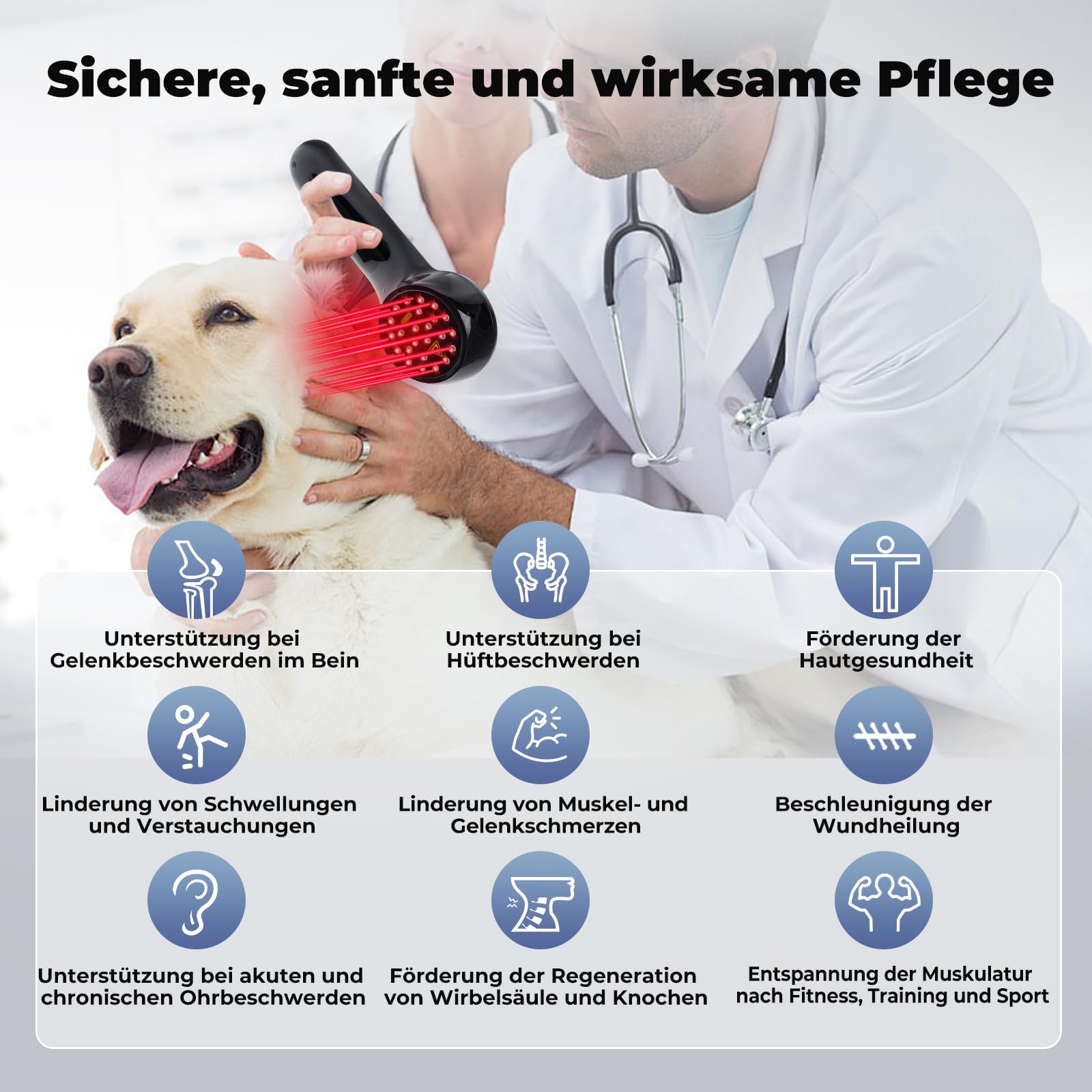 5200-mAh-Akku Therapie Lasergerät für Hunde Haustiere Kaltlaser therapiegerät 8x808nm 16x650nm mit Magnetabdeckung Kaltes Rotlicht Wiederaufladbar Katze Tier Pferd Gelenk und Muskelschmerzlinderung