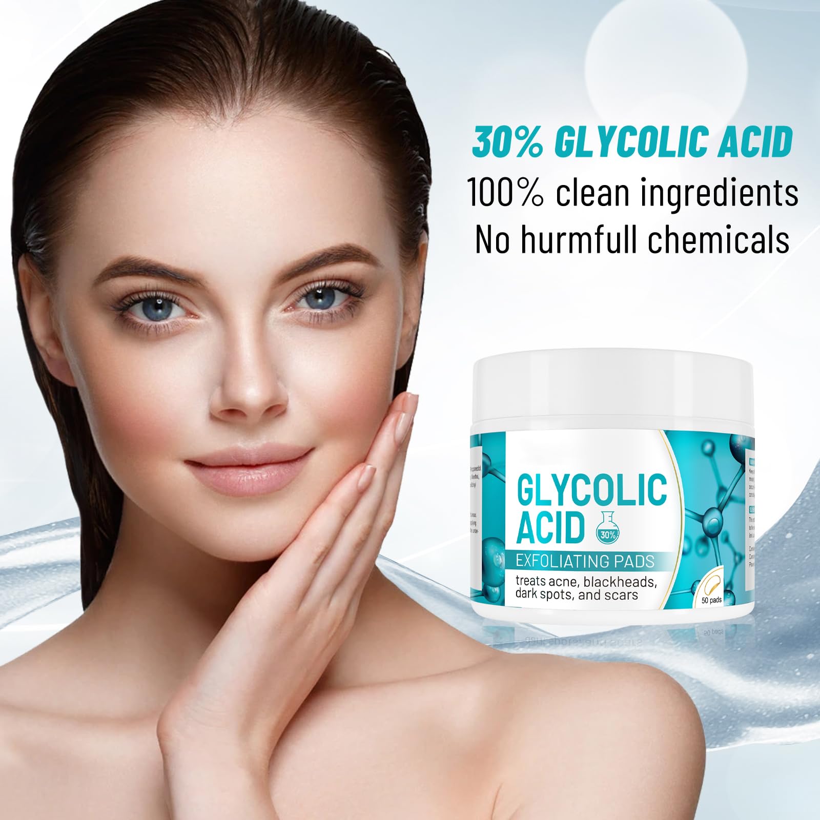 Glycolic Acid Pads 30%, Exfoliates Surface Skin and Reduces Fine Lines and Wrinkles, 50Pads, 50 count (Pack of 1) - Image 2