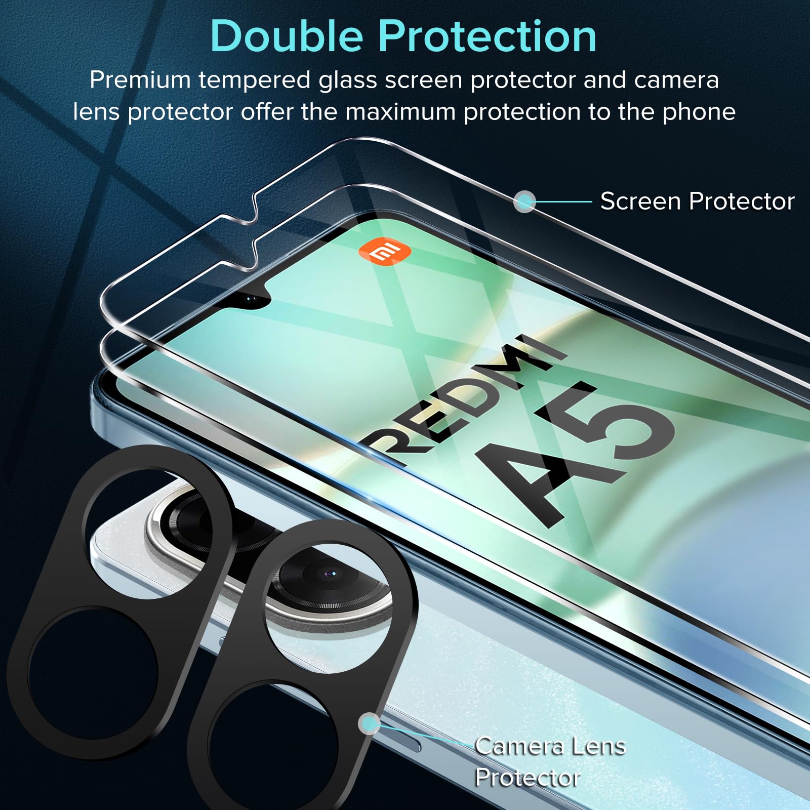 Anoowkoa 2x Vetro Temperato Per Redmi A5 4G + 2x Protezione Fotocamera – Antigraffio 9H E Anti-impronta