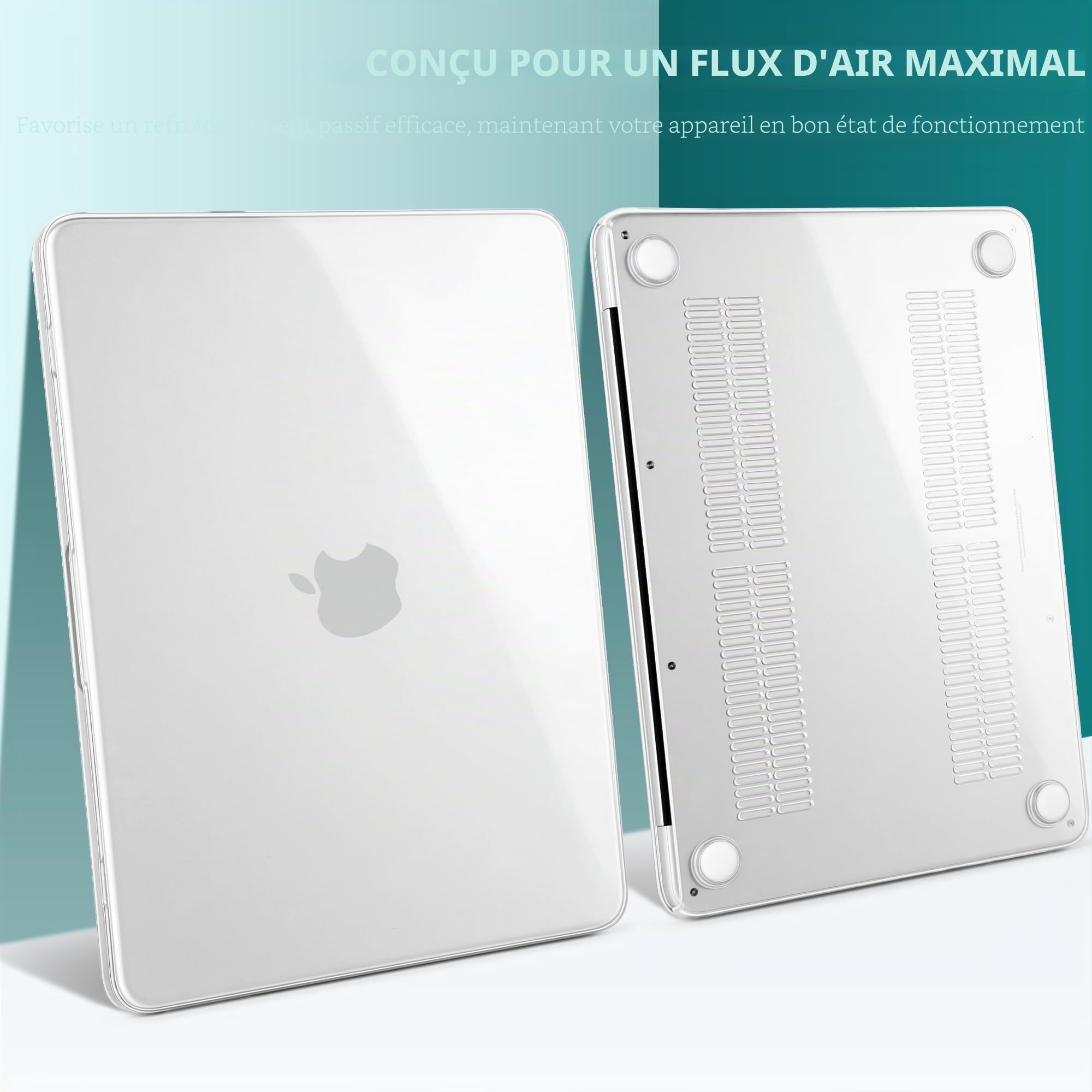 Batianda Coque transparente 4 en 1 pour MacBook Neo 13" version 2026, modèle A3404, coque rigide ultra fine haute transparence avec protection pour clavier, protecteur d'écran, adaptateur USB-C