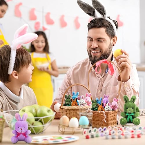 Miniatura 4 de 36 piezas de mini conejitos de peluche a granel de 4 pulgadas, conejitos de peluche a granel, regalos de conejos pequeños, muñecos de peluche,