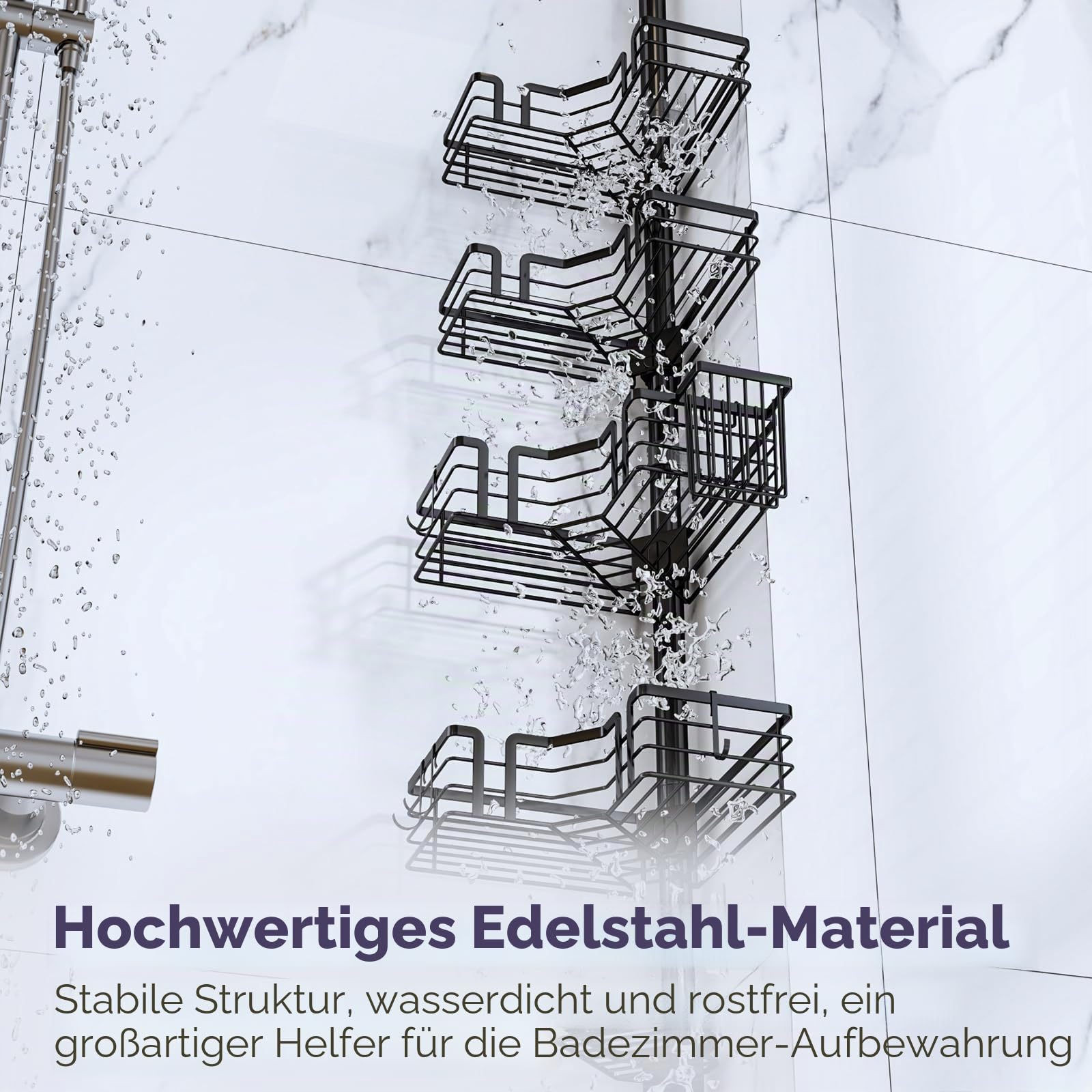 SWTYMIKI Duschregal Teleskop Dusche Teleskopstange - Edelstahl, 70-275cm