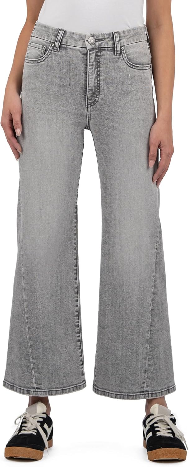 KUT from the Kloth MEG HIGH Rise FAB AB Wide Leg Back Forward Clean Hem