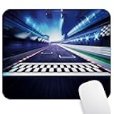 Man Cave Mouse Pad, Finish Line on Racetrack Motion Blur Motorsports Competition Stadium Concept Mouse Pads