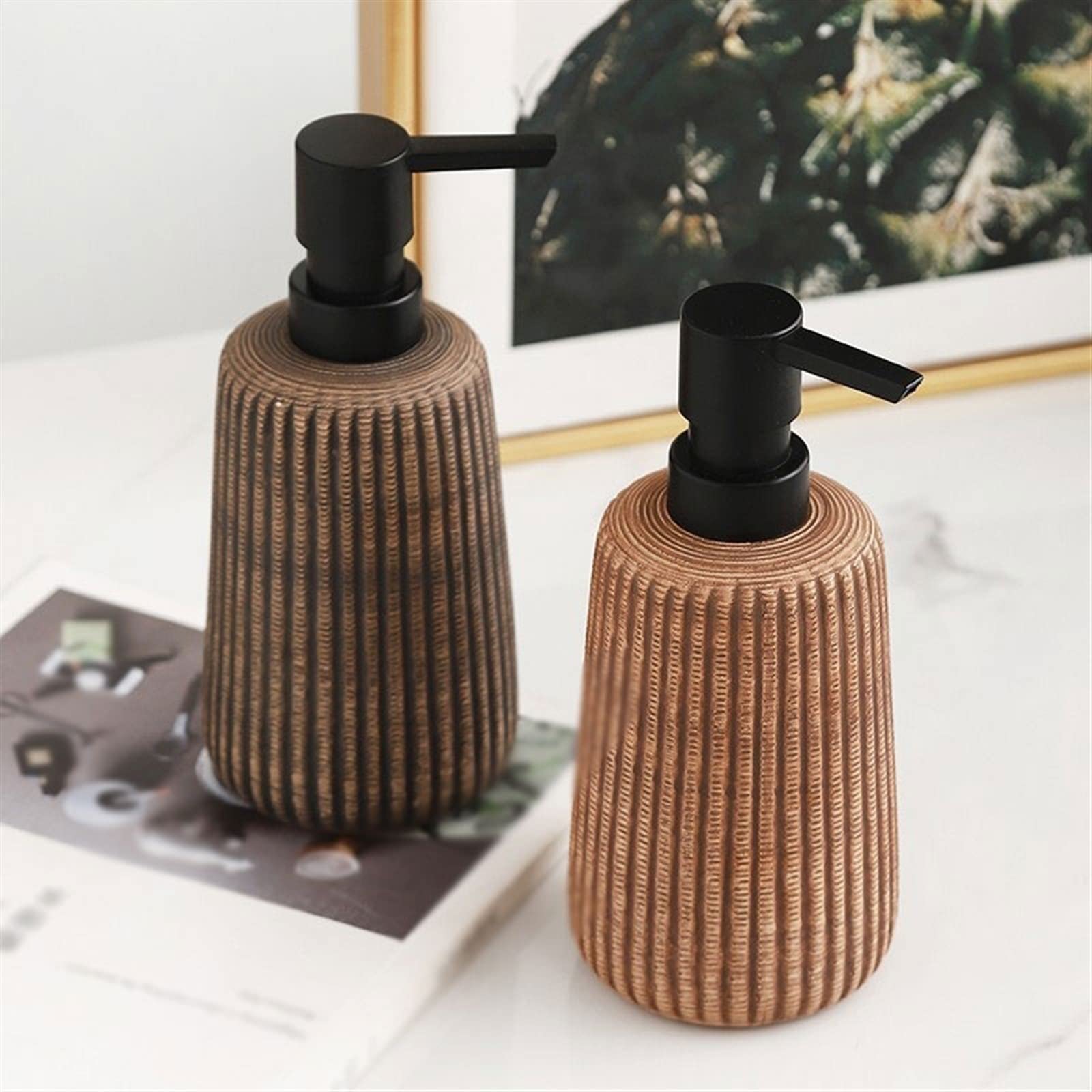Distributeur de douche avec distributeur vertical individuel pour shampoing et lotion, flacon séparé de 400 ml, grande capacité, distributeur en céramique pour lotion et savon (couleur : or)