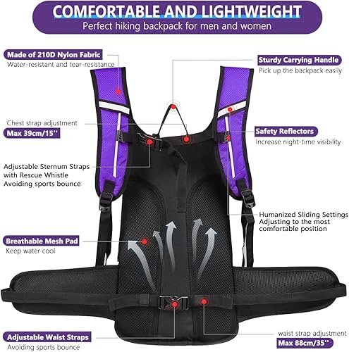 Miniatura 4 de CITCAR Mochila de hidratación, mochila de hidratación, mochila de agua y bolsa de hidratación de 3 litros, paquete de senderismo con aislamiento